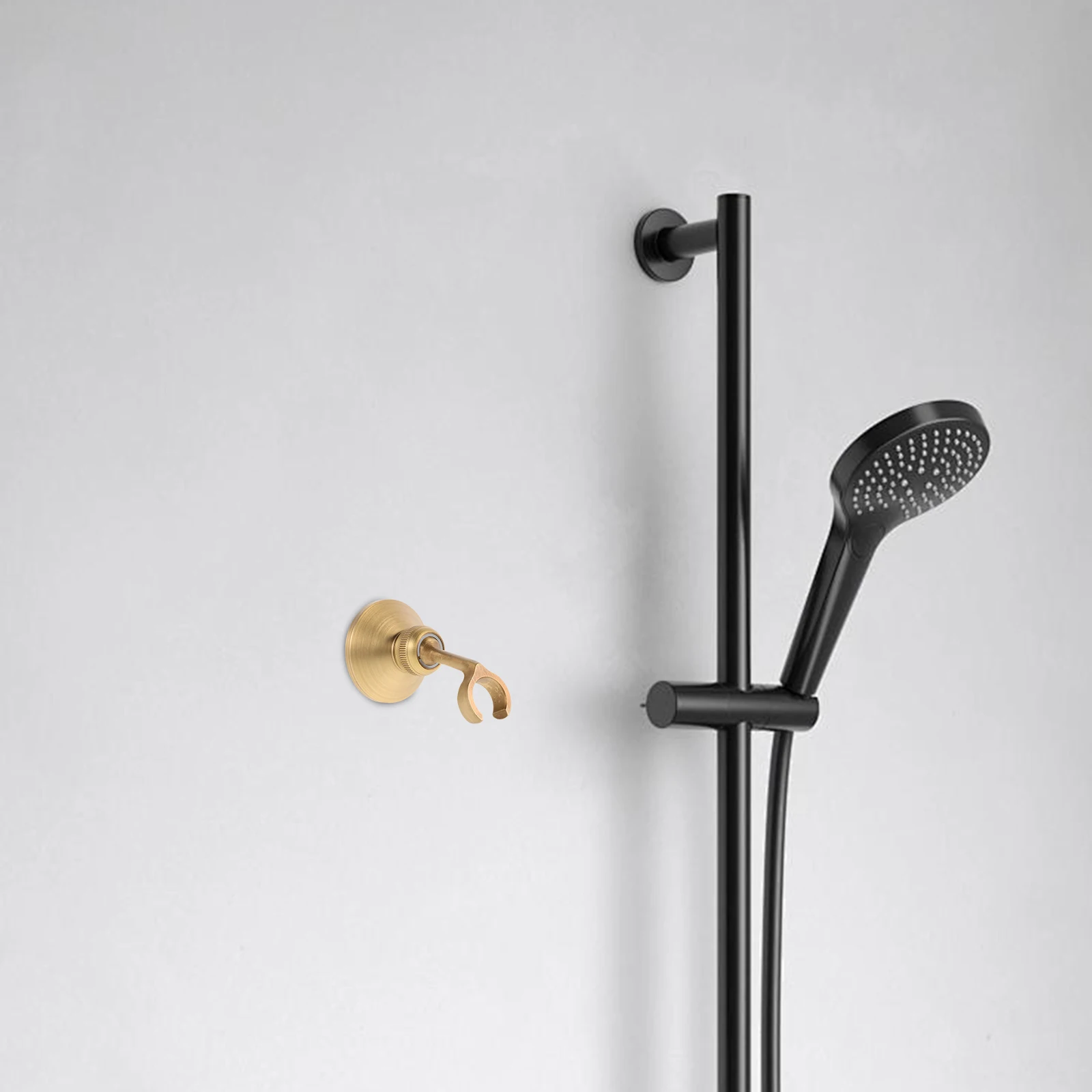 

Wall Mounted Shower Bracket Metal Handheld Rotable Bathroom No Drill Copper Easy Install Modern Compact Adjustable Small