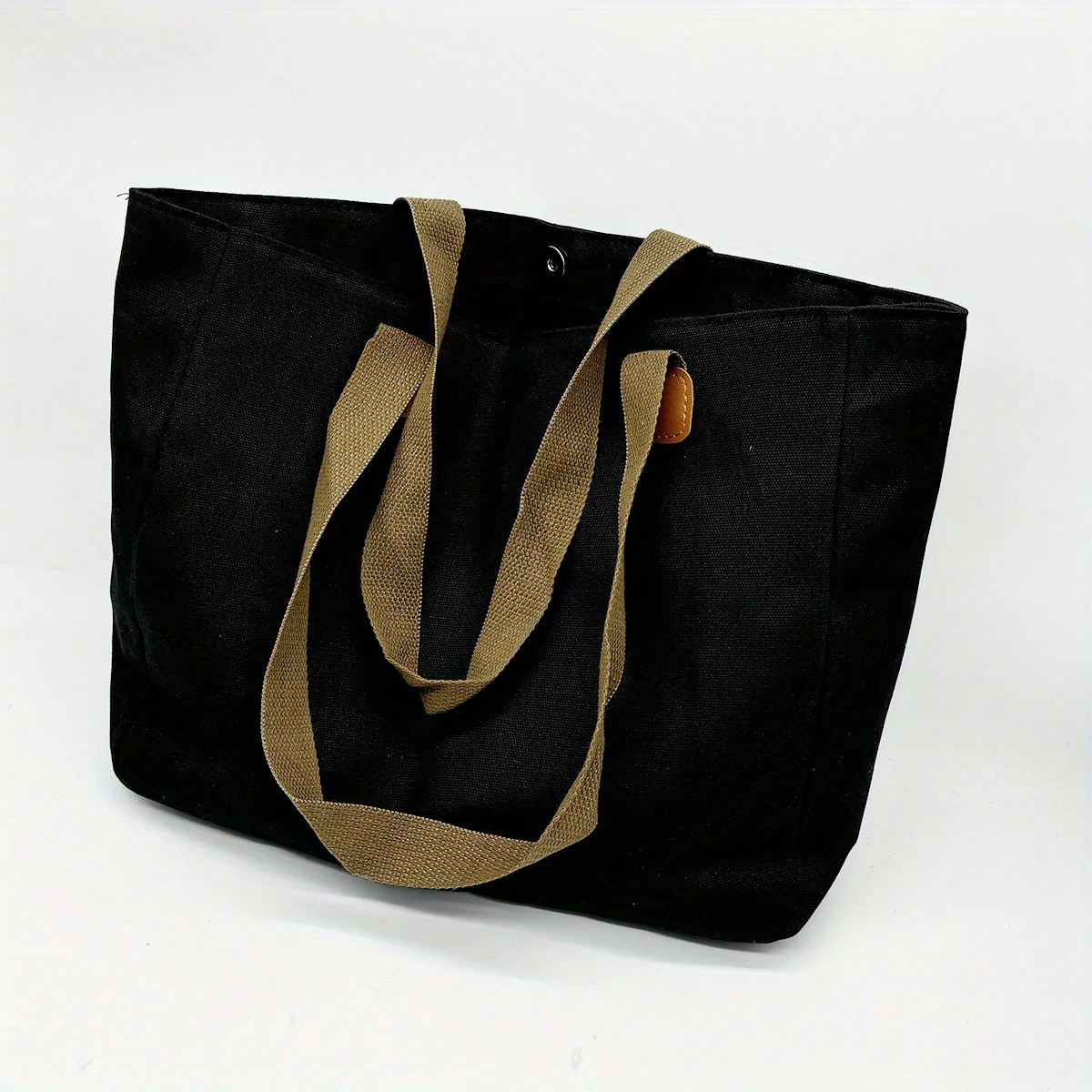 1 Piece Black Artistic Shoulder Bag, Versatile Oversized Canvas Tote for School/Class, Trendy Lazy Aesthetic 