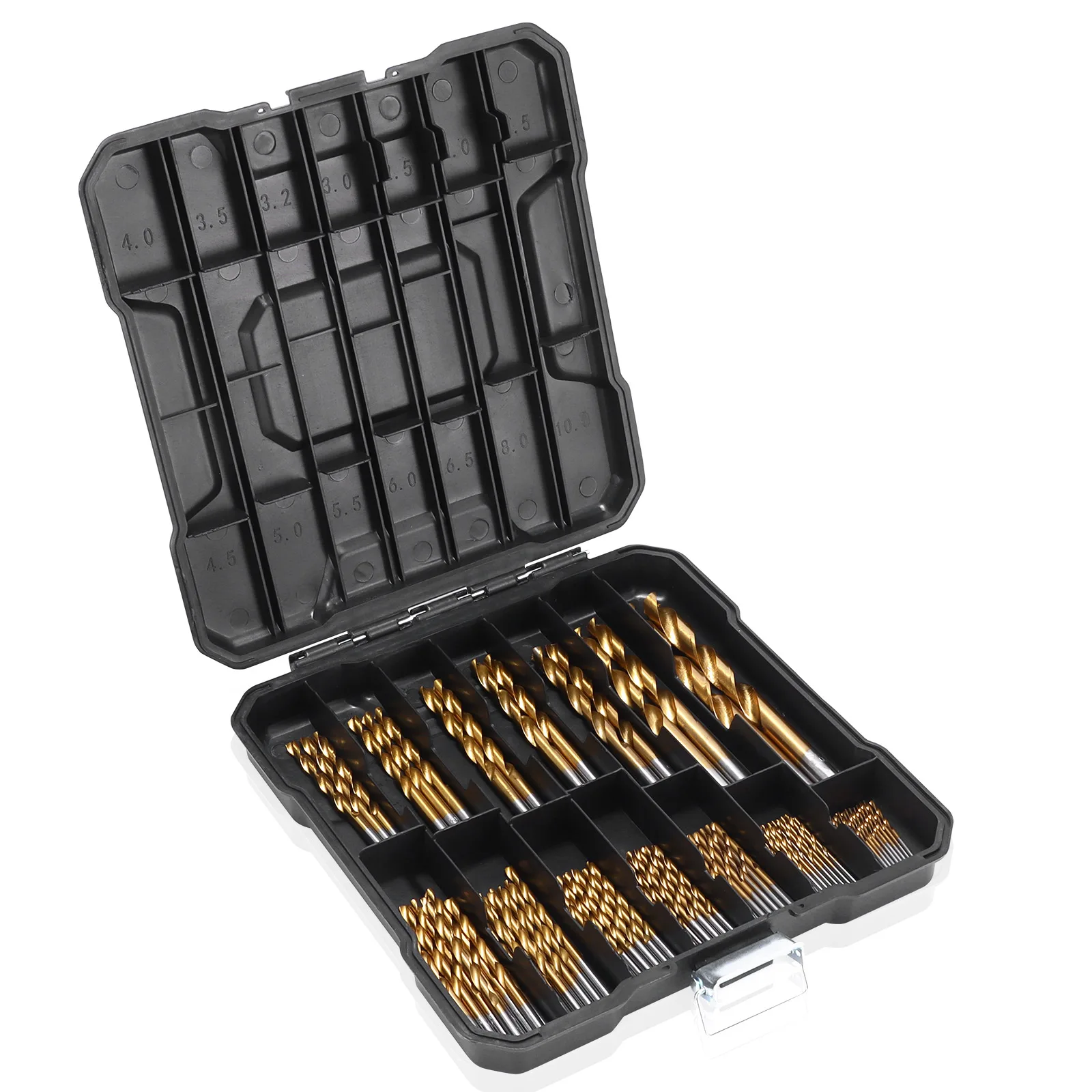 

99PCS Titanium Coated Twist HSS Drill Bit Set With Case Tip Metric Drill Bits Size From 1.5mm-10mm For Woodworking Plastic Hole