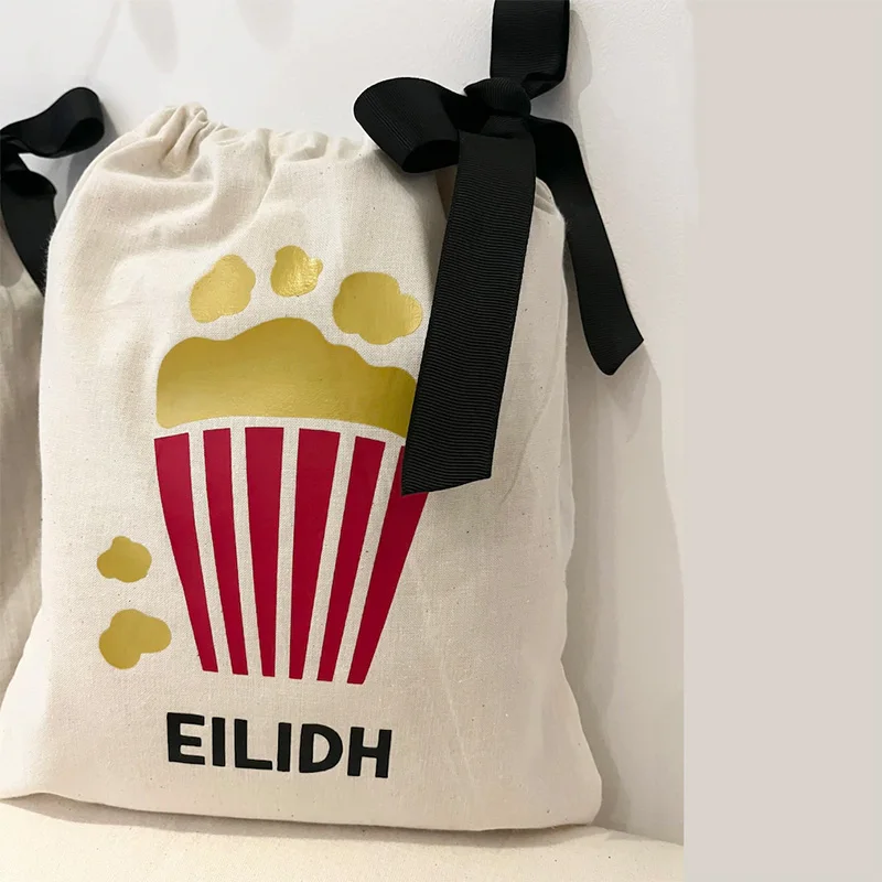 personalised popcorn bag Cinema Movie Night sleepover themed kid birthday Party Dessert table decoration welcome thank you gift