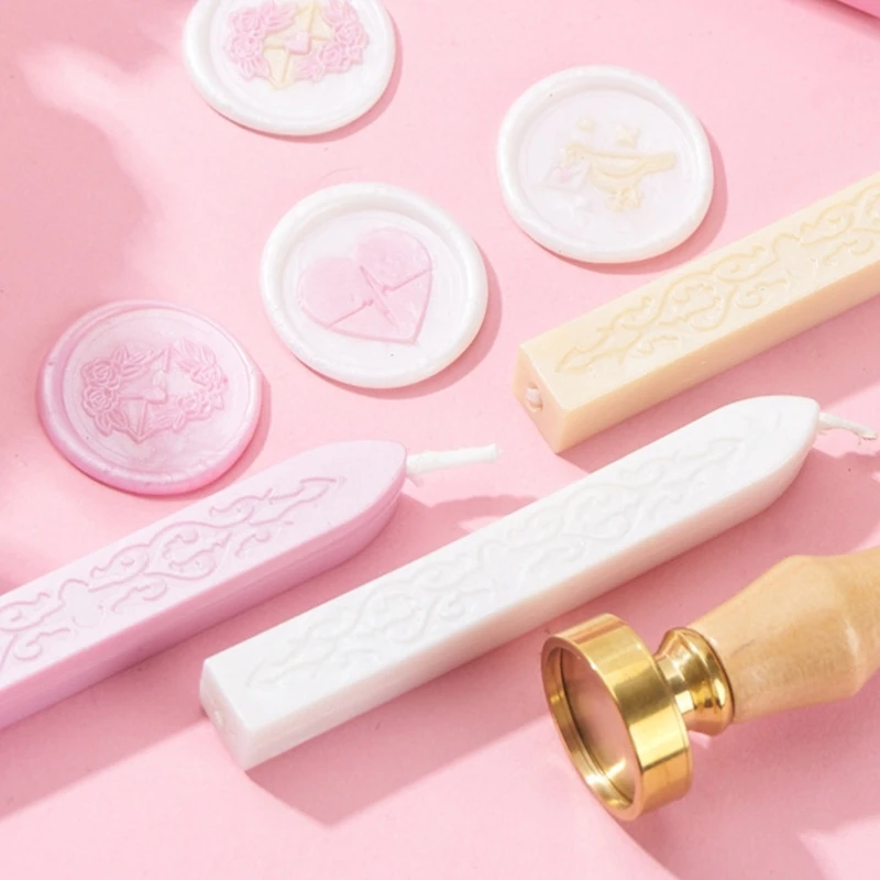 Set Stempel Segel Vintage Dengan Gagang Kayu, Kepala Stempel yang Dapat Diganti, Tongkat Segel
