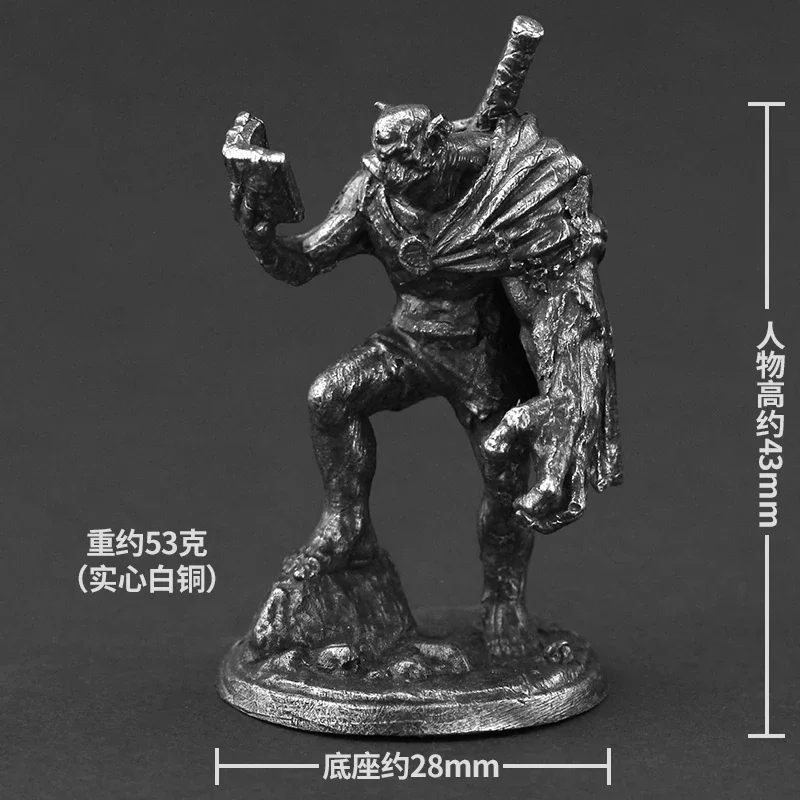 Mini monstruo bárbaro guerrero blindado modelos de cobre soldado militar hechizo mago Metal miniatura decoración juguetes Kits hombres regalos