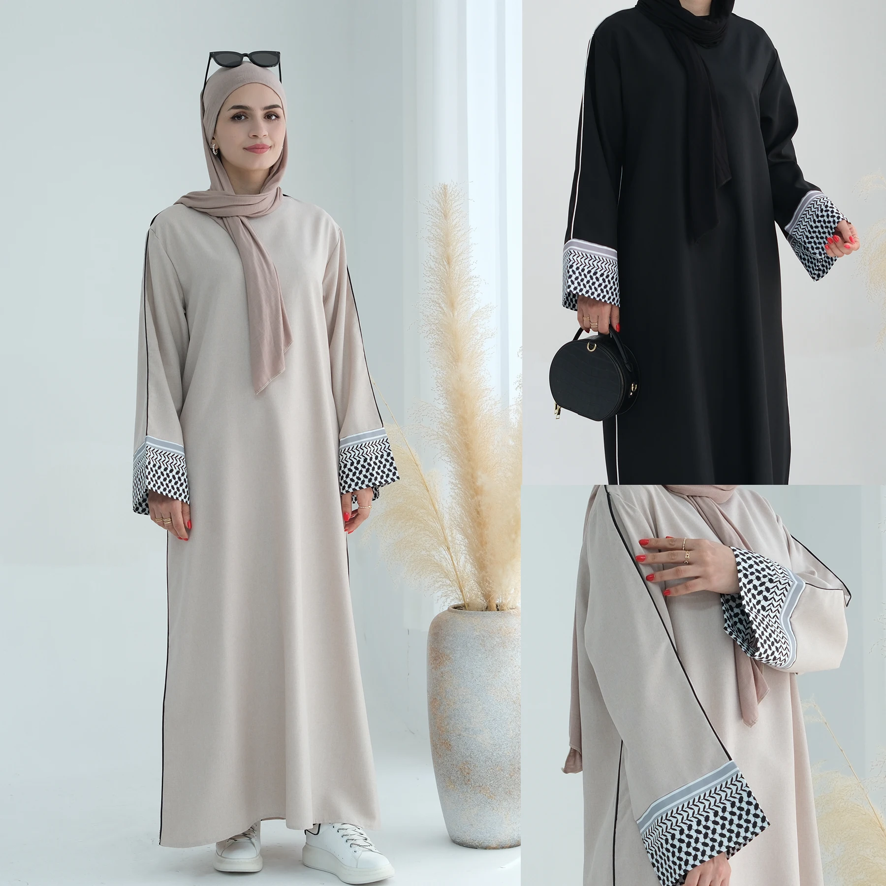 

Muslim Women Maxi Dress Abaya Dubai Kaftan Turkey Arabic Robe Eid Ramadan Djellaba Islam Clothing Caftan Marocain Femme Abayas