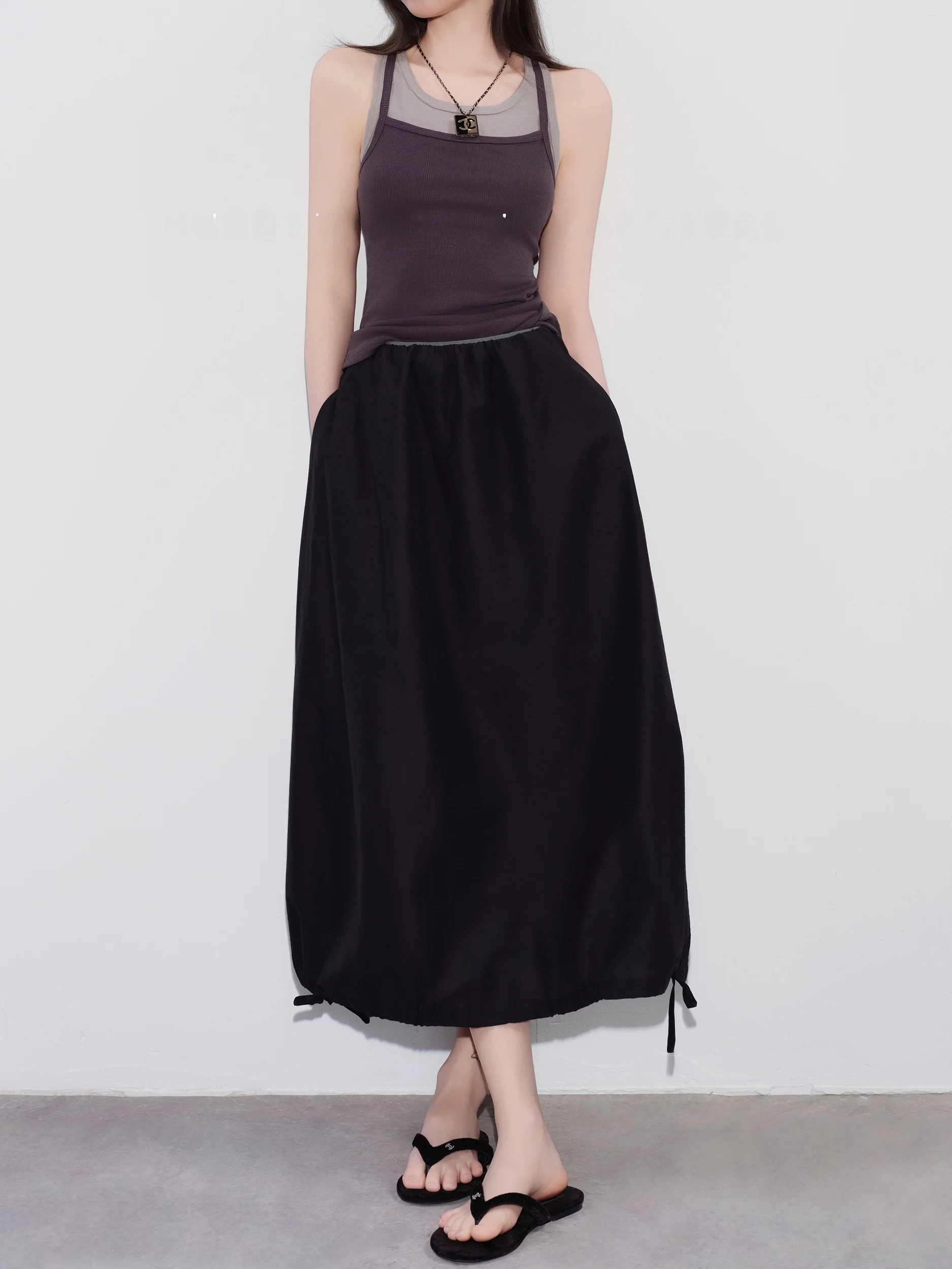 

Ele Bouffant Mid-Length f Skirt with e Bow Design High Waist Long Skirt for Women Linen Nylon Cotton Casual Wear