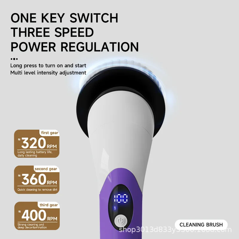 電動クリーニングブラシ 2 ギア電動ロータリーフロアスクラバーワイヤレスコードレス 360 調整延長ハンドルホームクリーニングツール