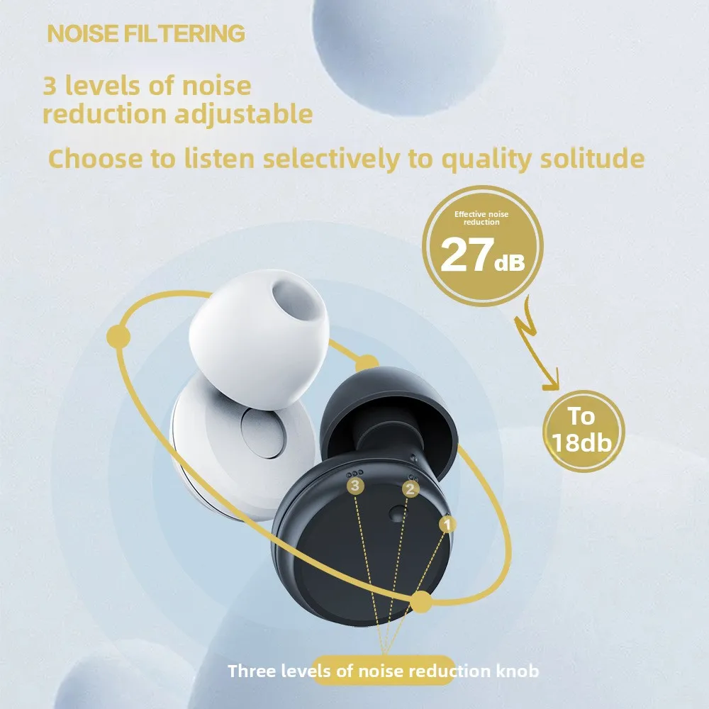 New product specially designed for soundproof sleep, adjustable noise reduction earplugs, silicone anti-noise