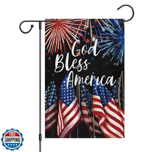 Louise Maelys 4th of July Garden Flag 12x18 Double Sided, Small Burlap Welcom FFLCCE ZZA