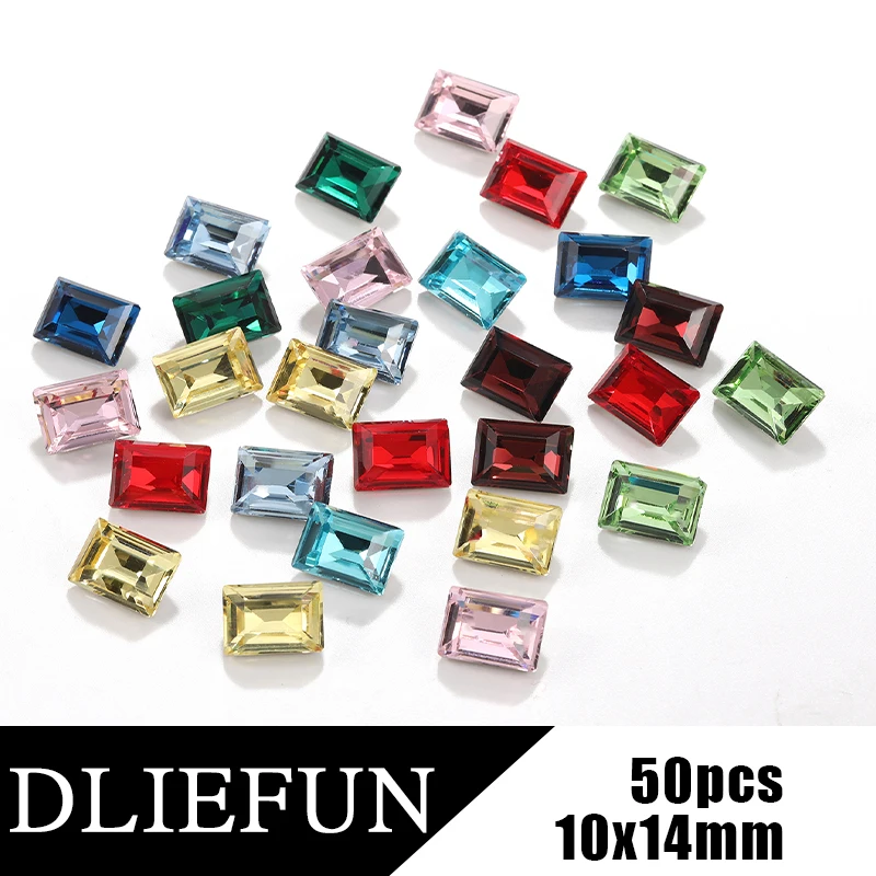 

Rectangular Glass Crystal Stones, Rhinestone Accessories, Glue on Clothing, DIY Sewing Decoration Crafts, Glitter Bead, 50Pcs