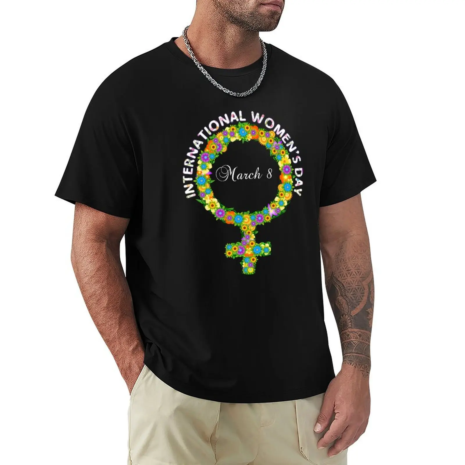 

Purple International Womens Day Floral Women Symbol T-Shirt animal prinfor boys summer top mens graphic t-shirts pack