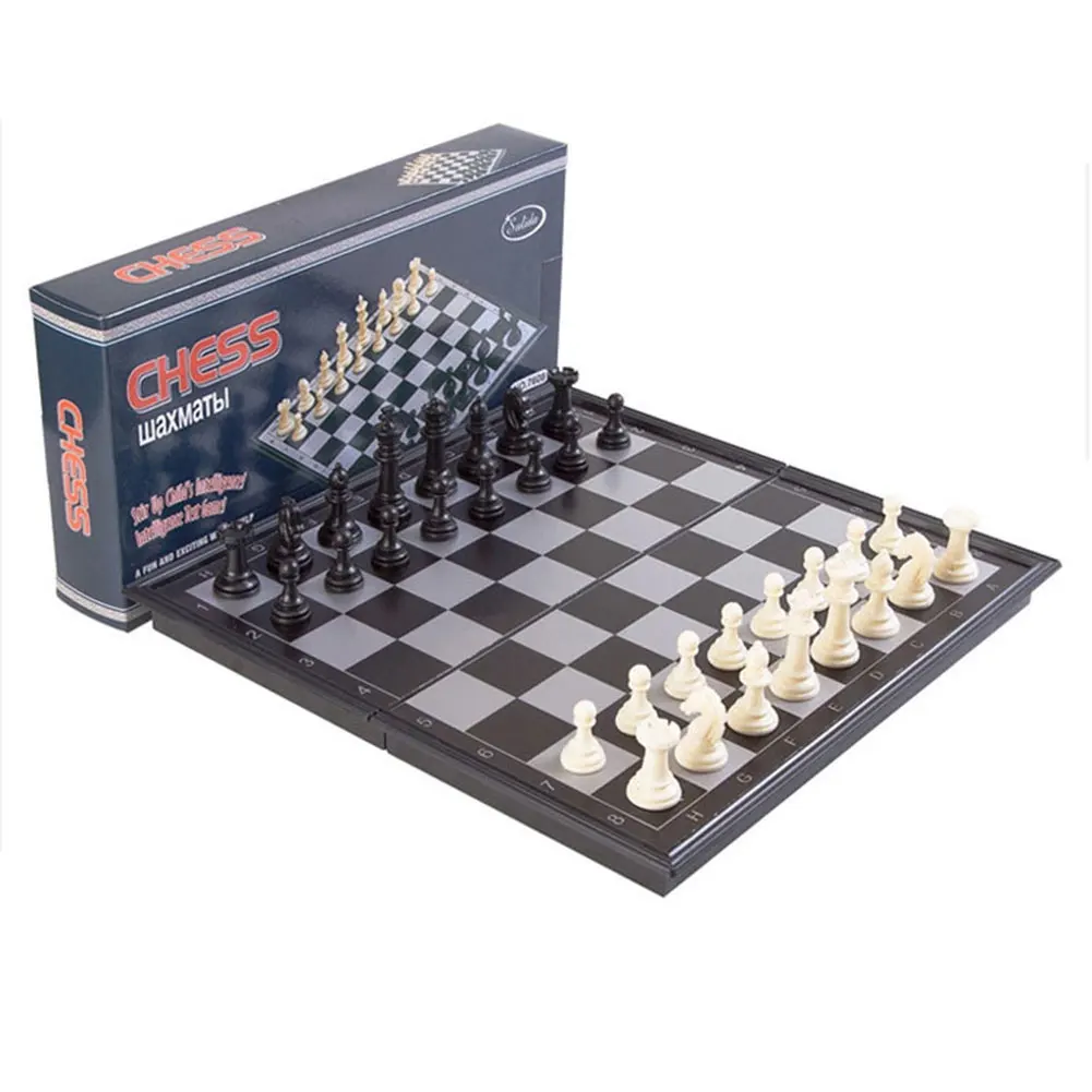 Folding Magnetic Chess 19.5*19.5cm Plastic Chessboard Game International Chess Game Gift for Adult Kids Beginner