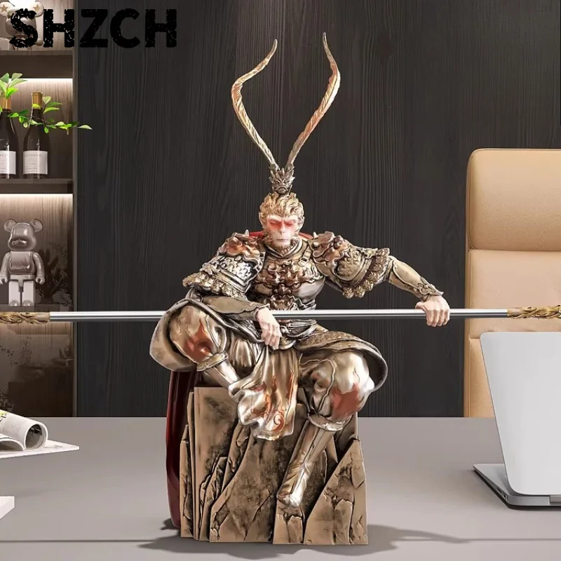 Sun Wukong Statue, Chinese Mythical ‘Monkey King’ Sculpture,Zen Home Decor & Living Room Centerpiece, Buddhist Inspired Figurine