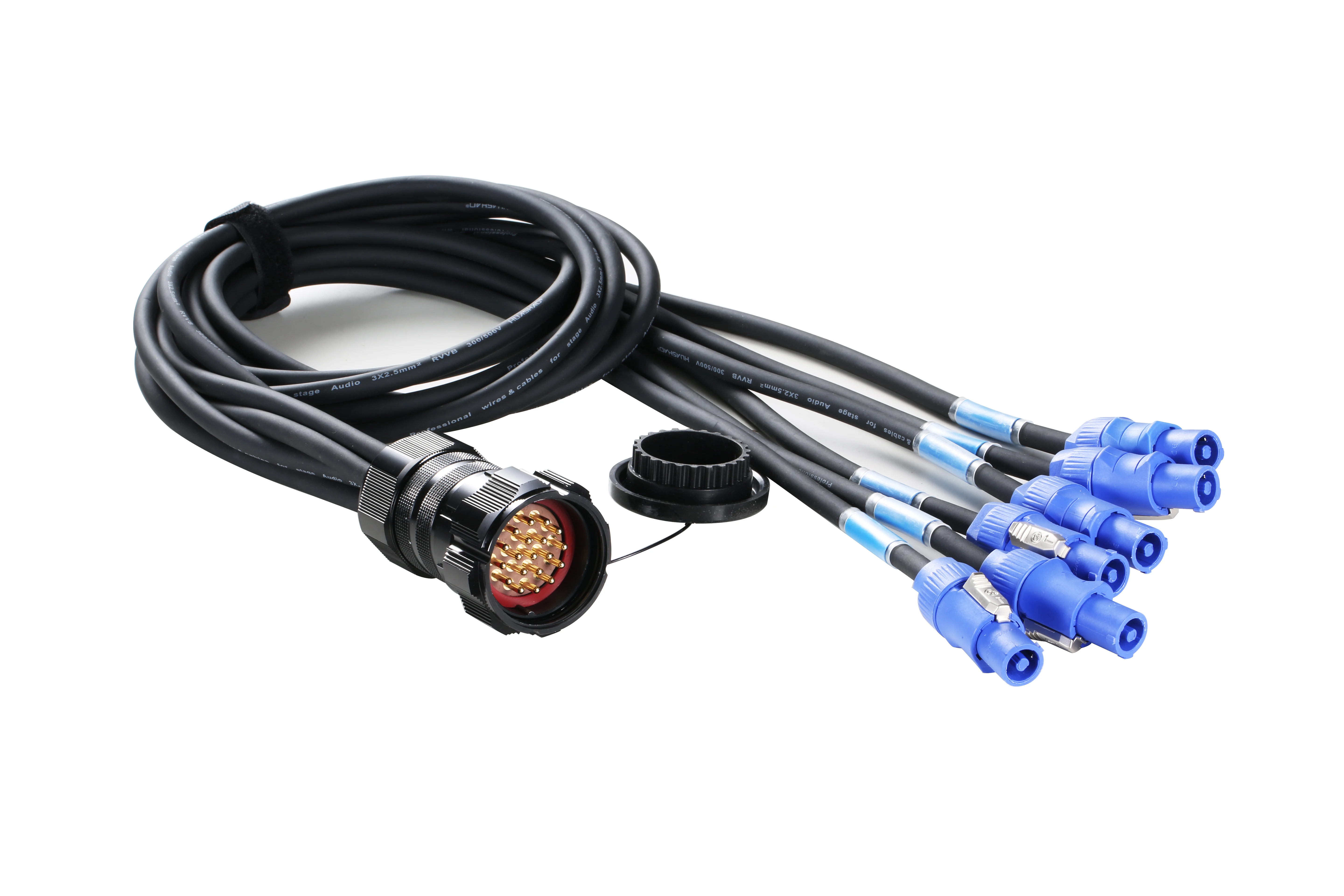Can Be Customized 3x 1.5/3x 2.5mm Electrical Breakout 19Pin Socapex to Powercon or Powercon Ture 1 Power Cable with Cable Tie