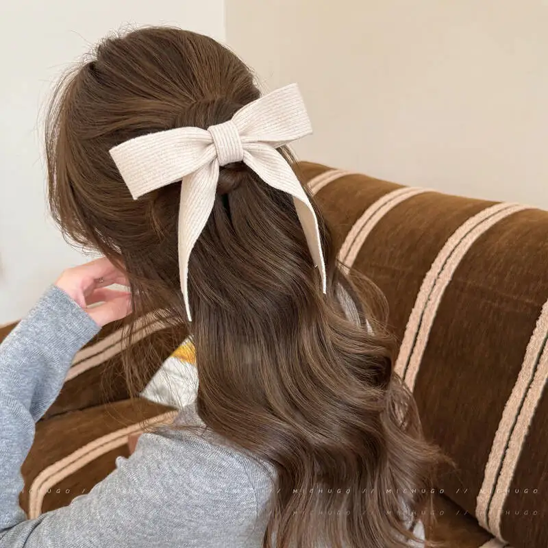 Korean Knitted Woolen Bow Hair Clips Spring Clips Women Temperament Barrettes Female Party Hairpins Hair Decorate Accessories