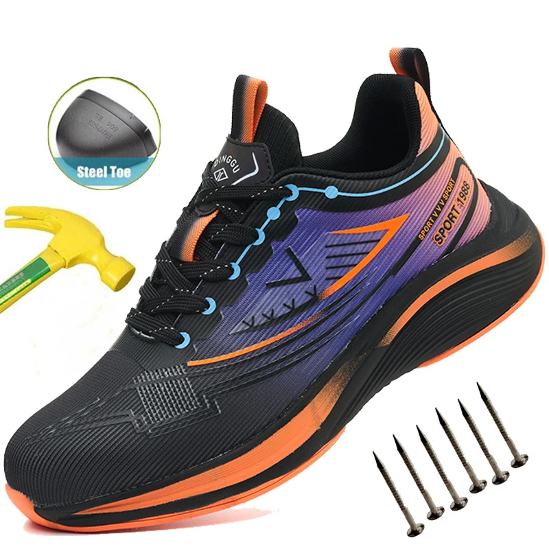 

Mesh Steel Toe Shoes Mens Anti-Smash & Anti-Punctur Safety Shoes for Summer Lightweight Breathable Work Footwear Wear-resisting