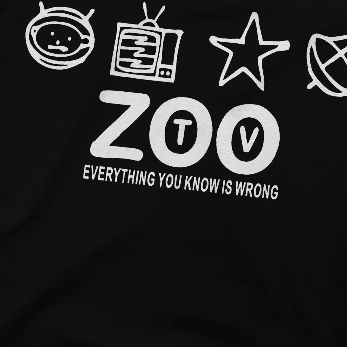 Zoo TV Merchandise Men T Shirt U2 Rock Band Cool Tee Shirt Short Sleeve Crew Neck T-Shirt Pure Cotton New Arrival Clothes