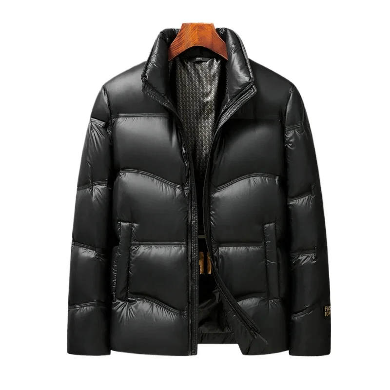2026 Winter New Men's Bright Face Stand up Collar Down Jacket Thickened Anti Cold Warm Casual Coat with 90% Duck Down Content