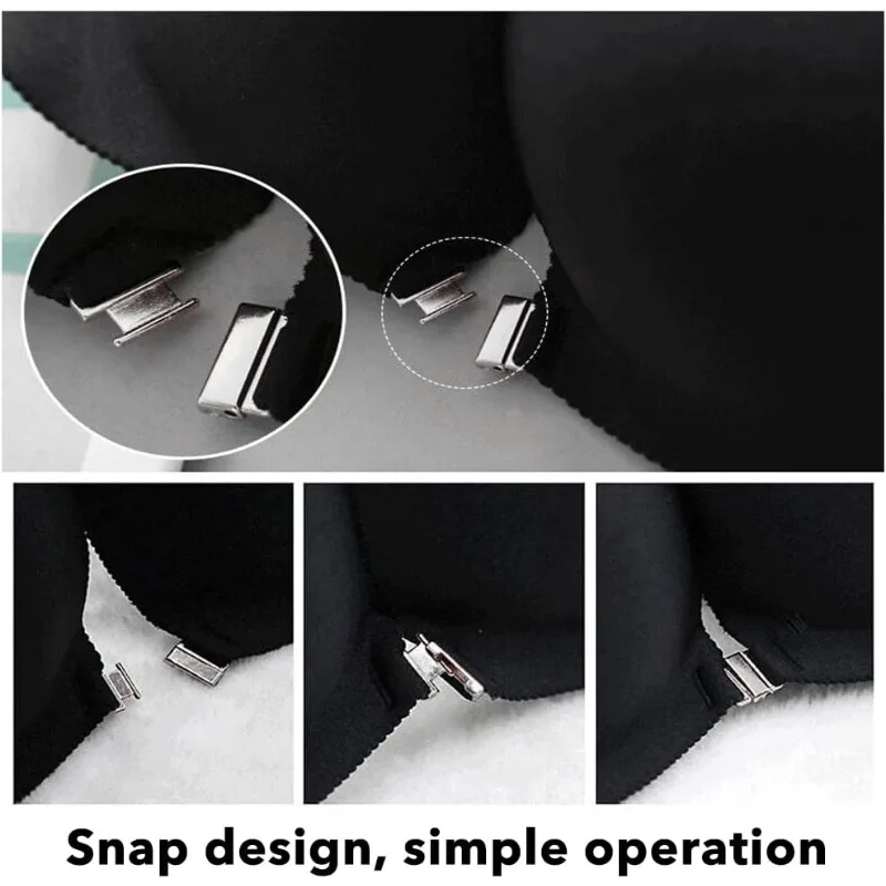 16 Sets Alloy Bra Buckles 19x13.5mm Sewing On Clothes Bra Clip Hook Rhinestone Lingerie Front Closure for Swimsuit Clothes