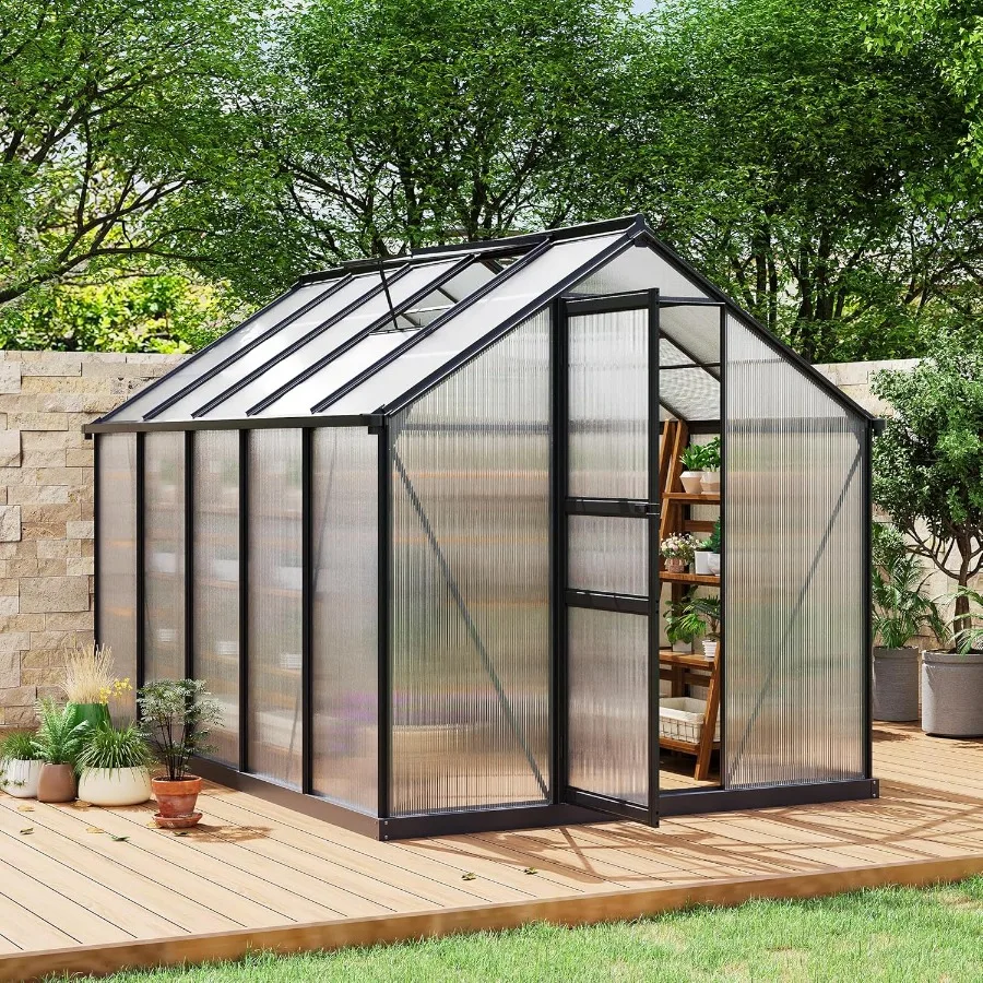 

Greenhouses for Outdoors Polycarbonate Greenhouse with Quick Setup Structure and Roof Vent Heavy Duty Frame Walk-in Green House