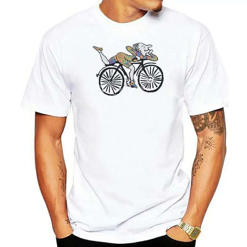 Футболка мужская свободного кроя, стильная повседневная рубашка с надписью на день велосипеда, доктор Альберт хофффман, с рисунком ЛСД-кислоты, в стиле Триппи, большие размеры Футболка мужская свободного кроя, стильная повседневная рубашка с надписью на день велосипеда, доктор Альберт хофффман, с рисунком ЛСД-кислоты, в стиле Триппи, большие размеры