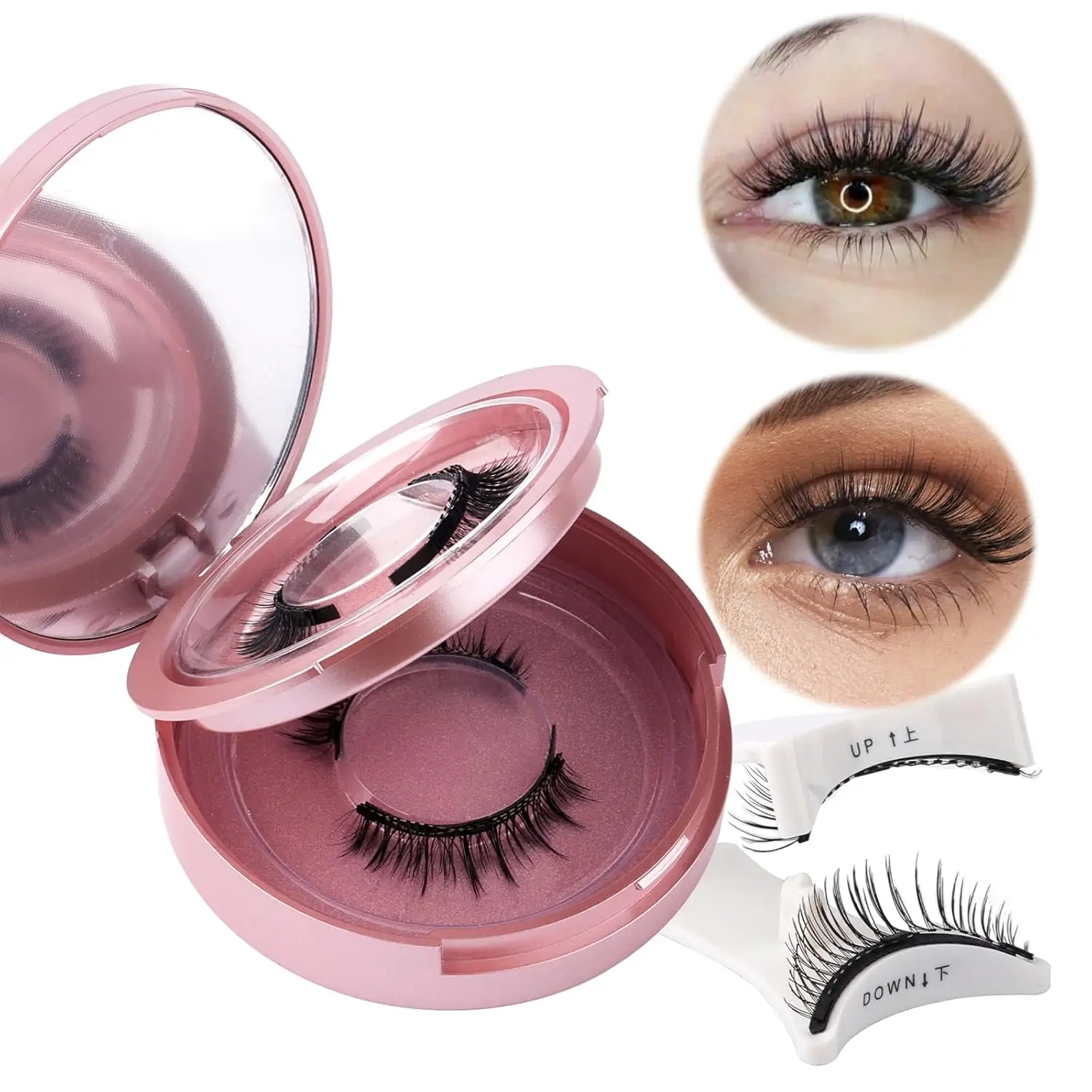 FADVAN 2 Pairs Magnetic Lash with Applicator Reusable Strong Hold Glue Free Magnet 3D DIY False Eyelashes