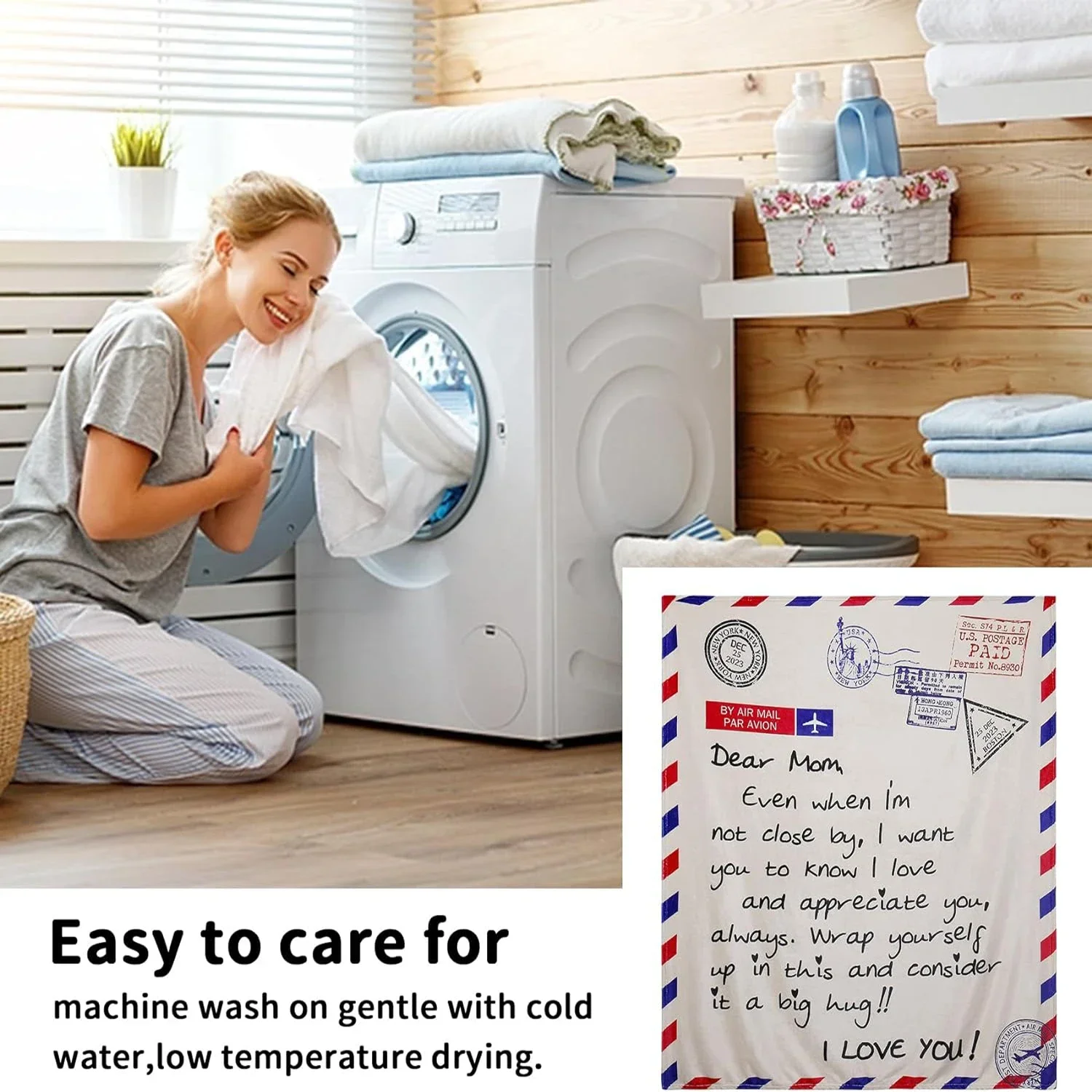 

A blanket gift for mom, dear mom130*150cm I love you with warm letters. Thanksgiving, Christmas, and Mother's Day gifts