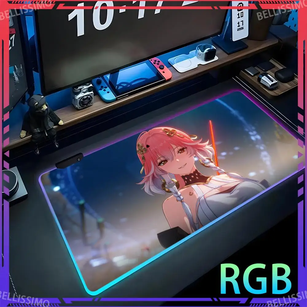 Gaming accessories Gaming computer cabinet LED gaming W_wuthering_Waves mouse pad Cute desk accessories RGB