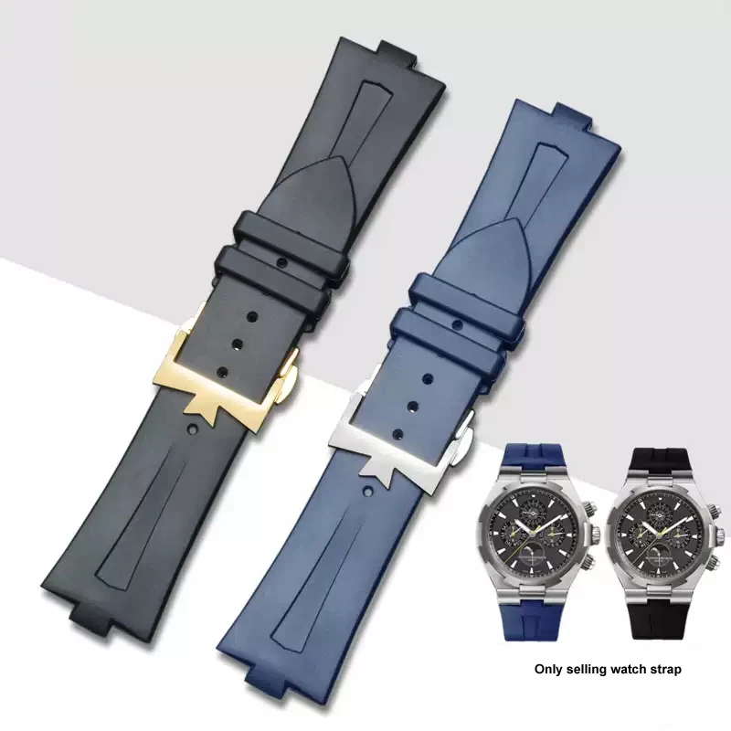 

Silicone rubber watch strap is suitable for vc Vacheron crisscross world P47040 series Men's butterfly button 25mm-8mm