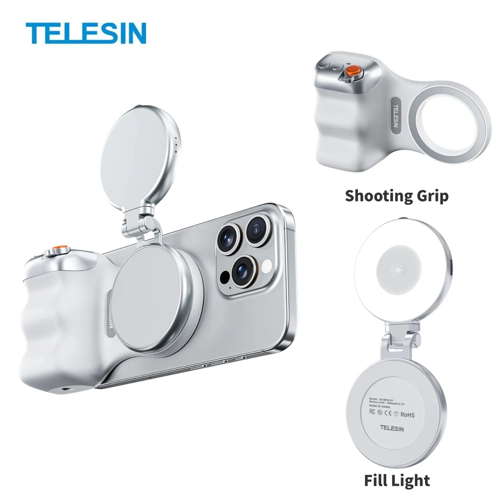 

TELESIN Magnetic Phone Camera Shutter Grip for iPhone 16 Pro Max 15 14 13 12 One Plus XIAOMI Android Selfie Handle