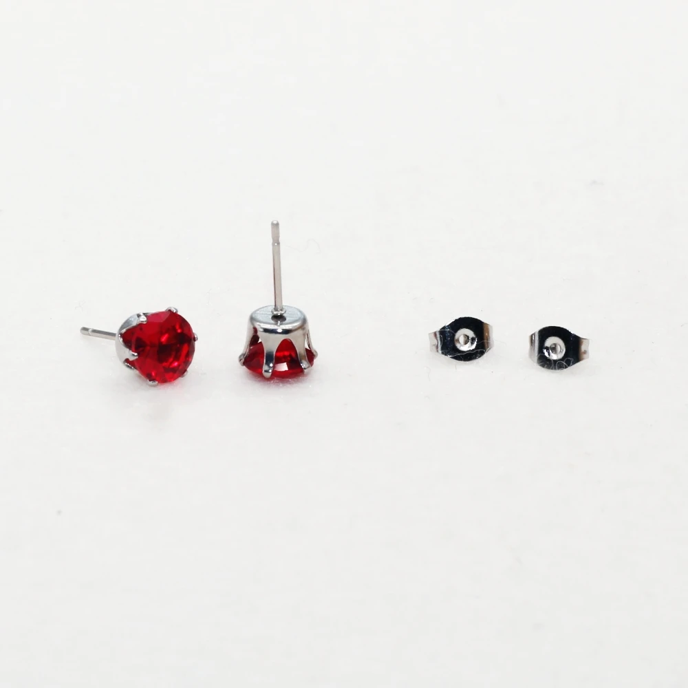 Edelstahl-Creolen mit 7 mm großen, bunten AAA-Zirkonia-Steinen, hypoallergener Schmuck, Geschenkidee. – Detail 4