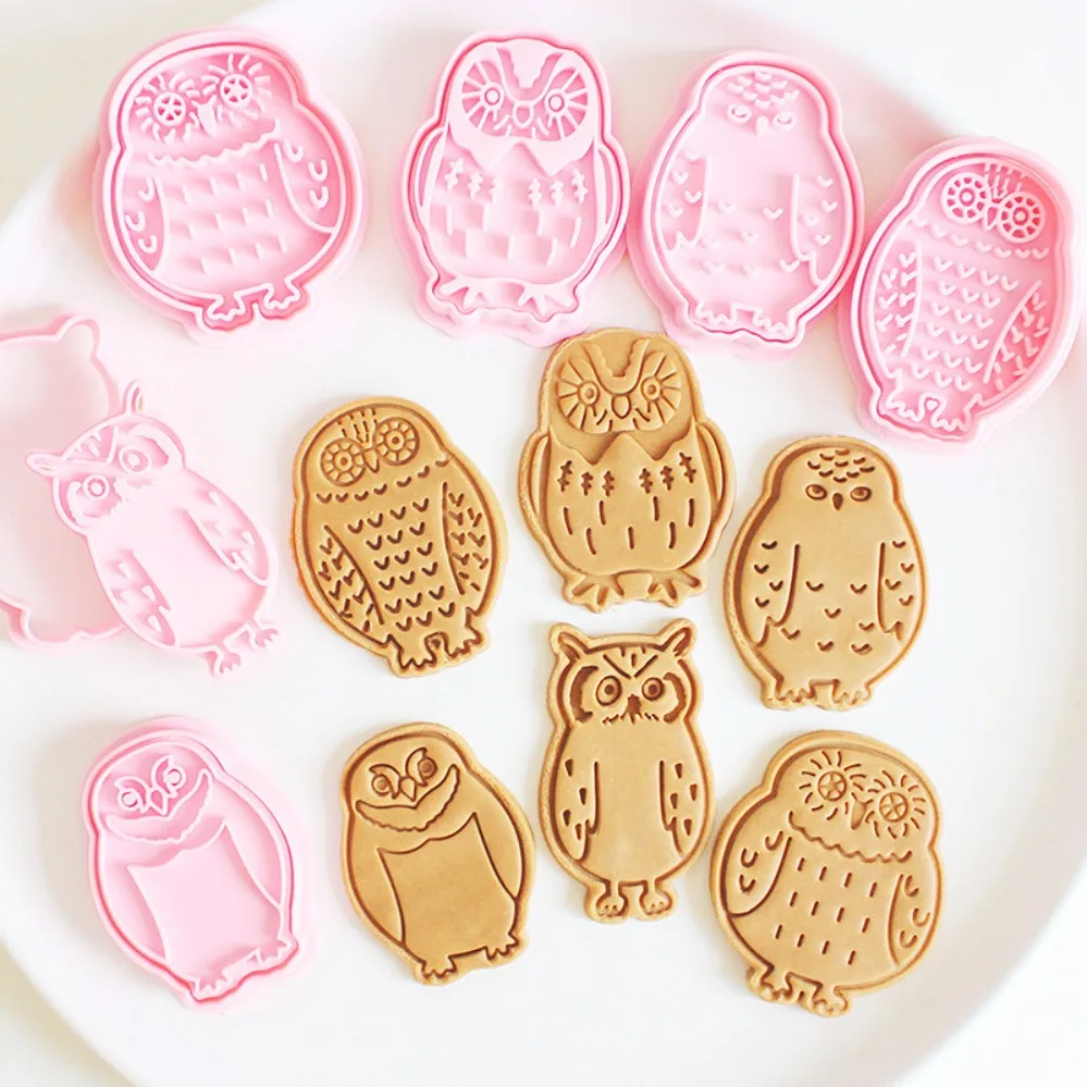 Owl Cookie Cutters Biscuit Mold Stamp Kitchen Baking Pastry Bakeware Dessert Baking Supplies