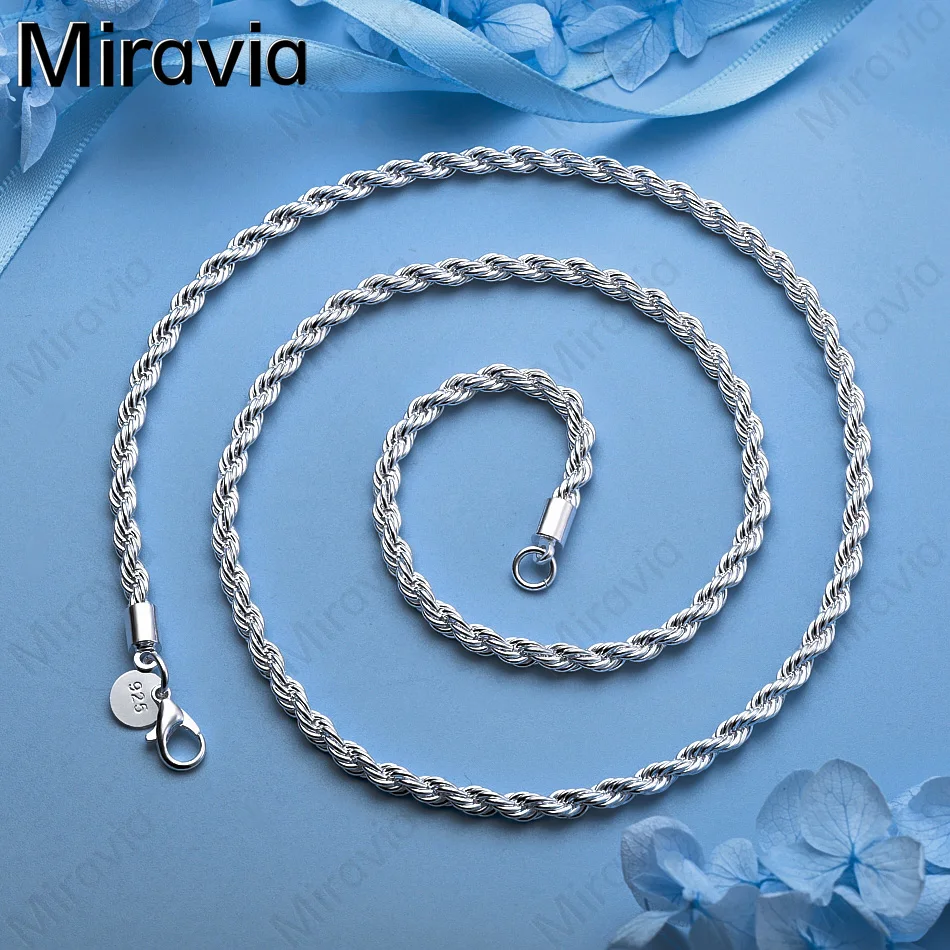 

Miravia 925 Sterling Silver 4mm Cable Necklace, A Delicate And Stylish Engagement Jewelry Piece For Women.