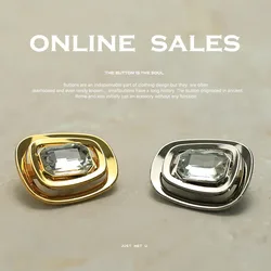6pcs/Lot Clothing Decorative Metal Buttons Rhinestone Sewing Accessories Blouse Cardigans Replace Golden Diy Crafts Supplies