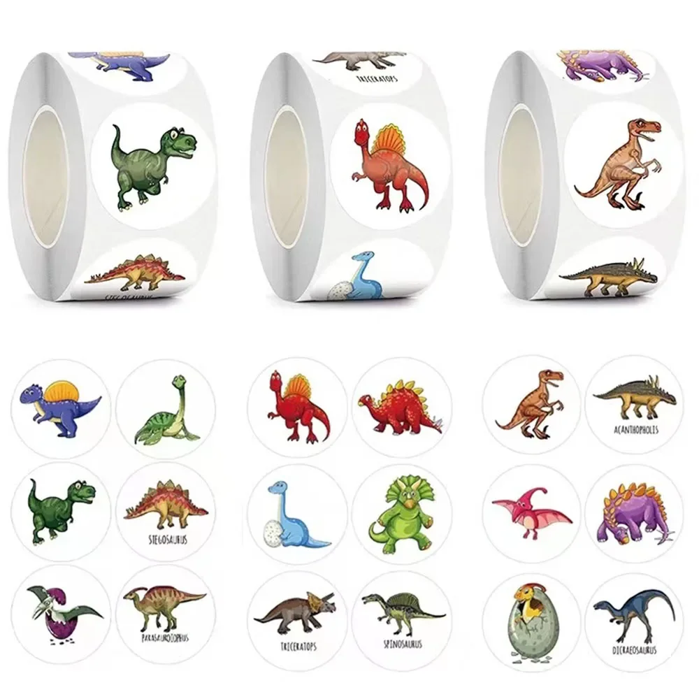 

500PCS Children's Cartoon Stickers Little Dinosaur Pattern Kids Stationery Supplies School Teacher Reward Decoration Stickers