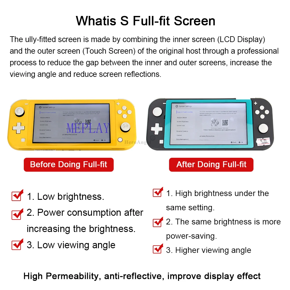 For Switch Lite LCD Display Full Fitted Screen Assembly Digitizer Replacement for Nintendo Switch Lite Console LCD Touch Display