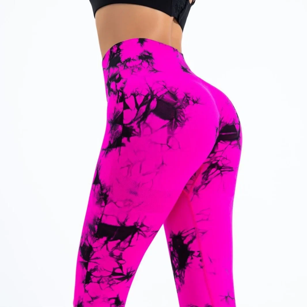 Leggings da palestra Tiedye da donna senza cuciture Mujer Push Up Booty Pantaloni Scrunch Sport Fitness Vita alta Allenamento Leggins da yoga Drop Ship