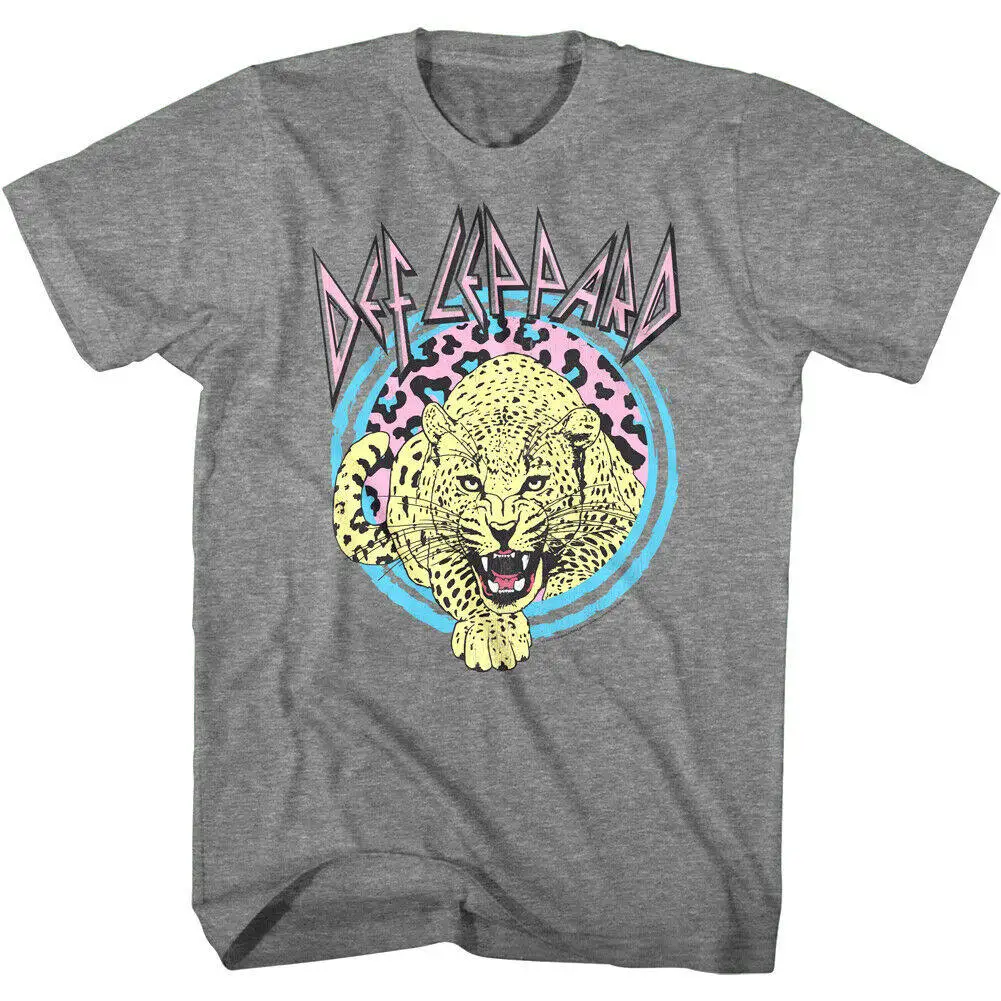 Pop Def Leppard Rock Punk Men's T-shirt with Leopard Pattern Printed Directly on The Fabric From The 1980s