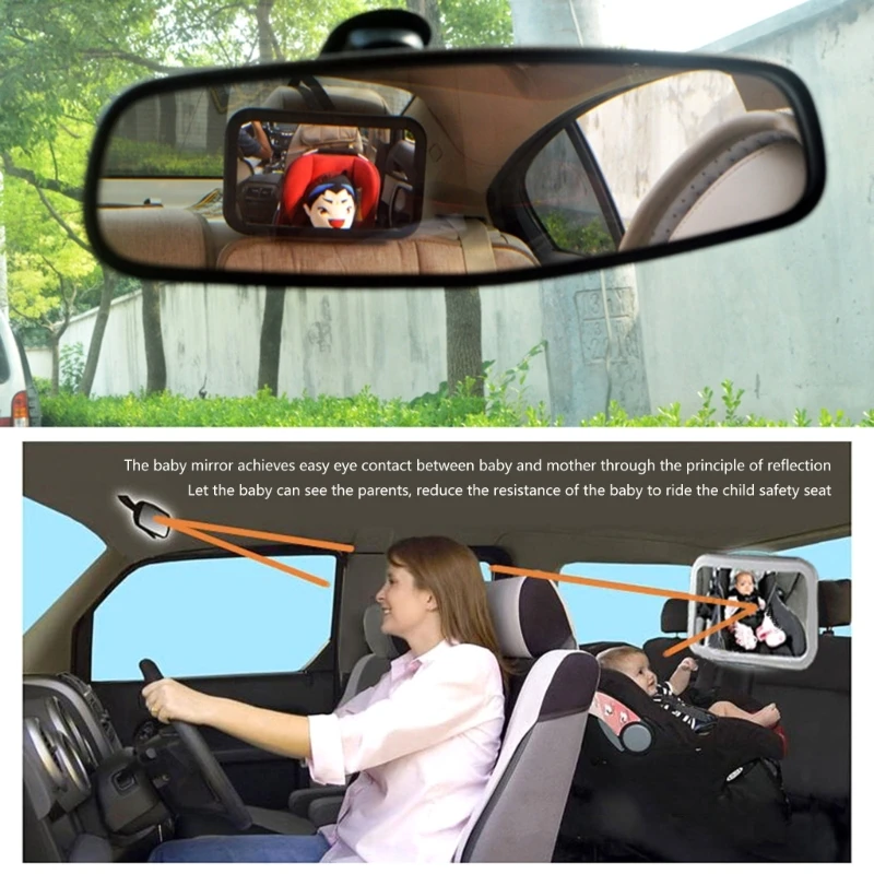 Adjustable Wide Car Rear Glass Baby/Child Car Safety Glass Monitor Square Safety Car Baby Glass