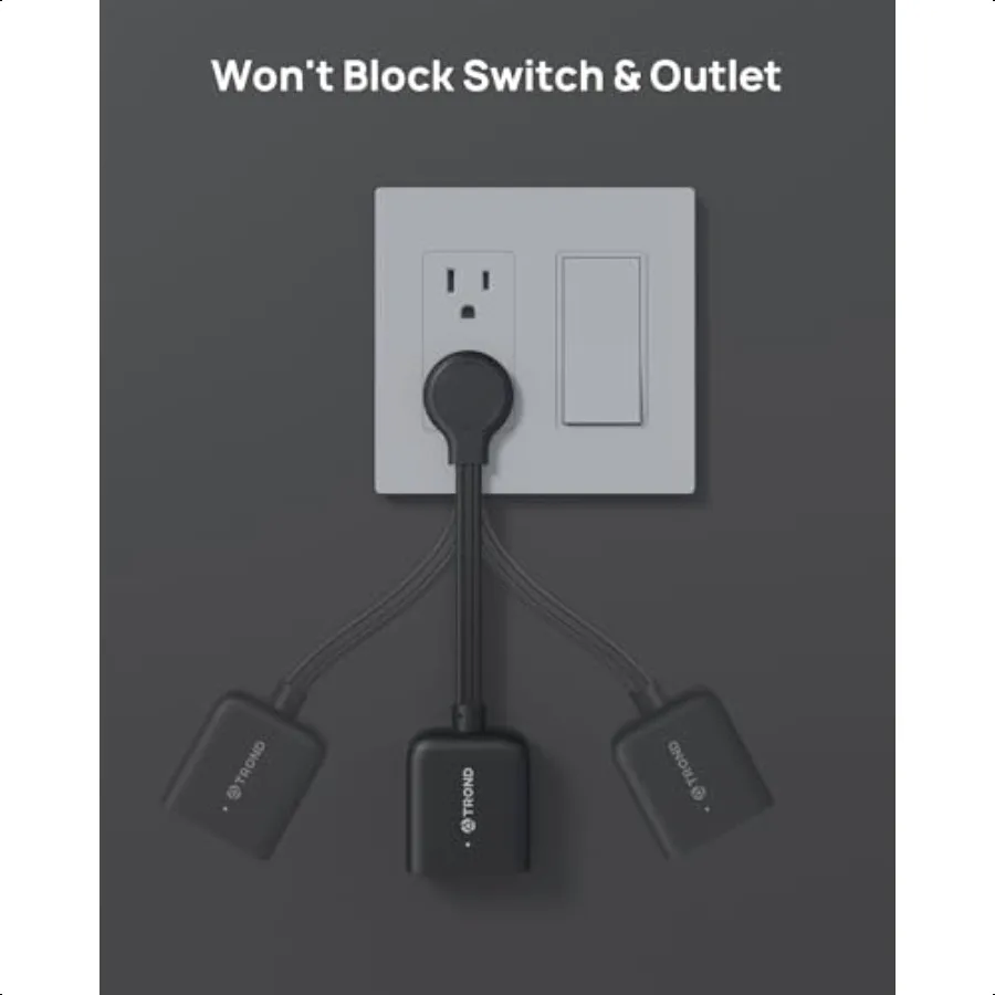 Extensor de saída plana com cabo de 6 polegadas, divisor de saída de extensão multiplug + extensor de saída com adaptador de tomada plana de cabo de 6 polegadas