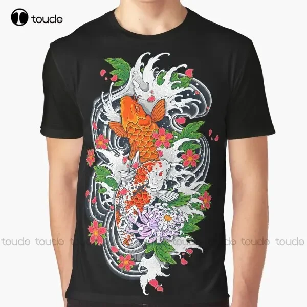 Koi Fish Pond Graphic T-Shirt Custom Aldult Teen Unisex Digital Printing Tee Shirts Custom Gift Xxs-5Xl Streetwear