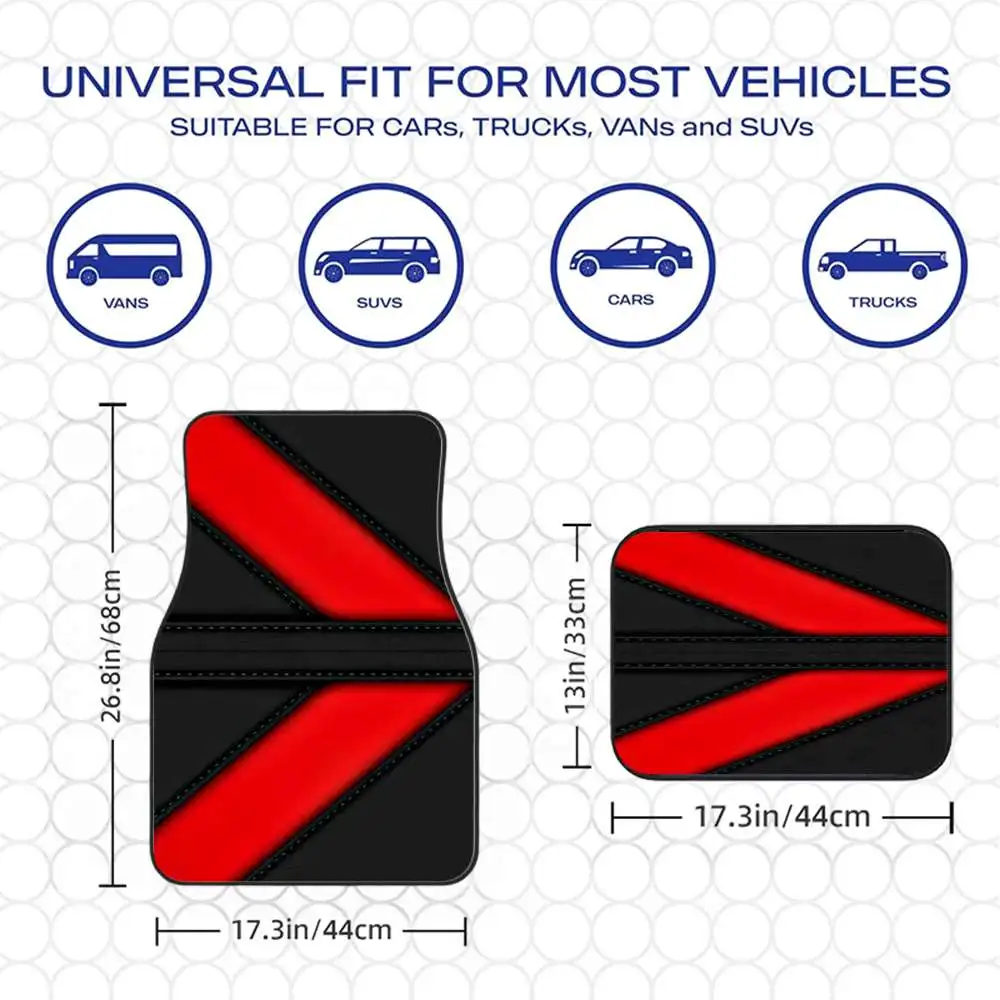 2pcs/4pcs Red Cool Car Floor Mats | Durable Polyester, Ideal For Sedans, Trucks, SUVs, Perfect Gift Choice For Car Interior Addi