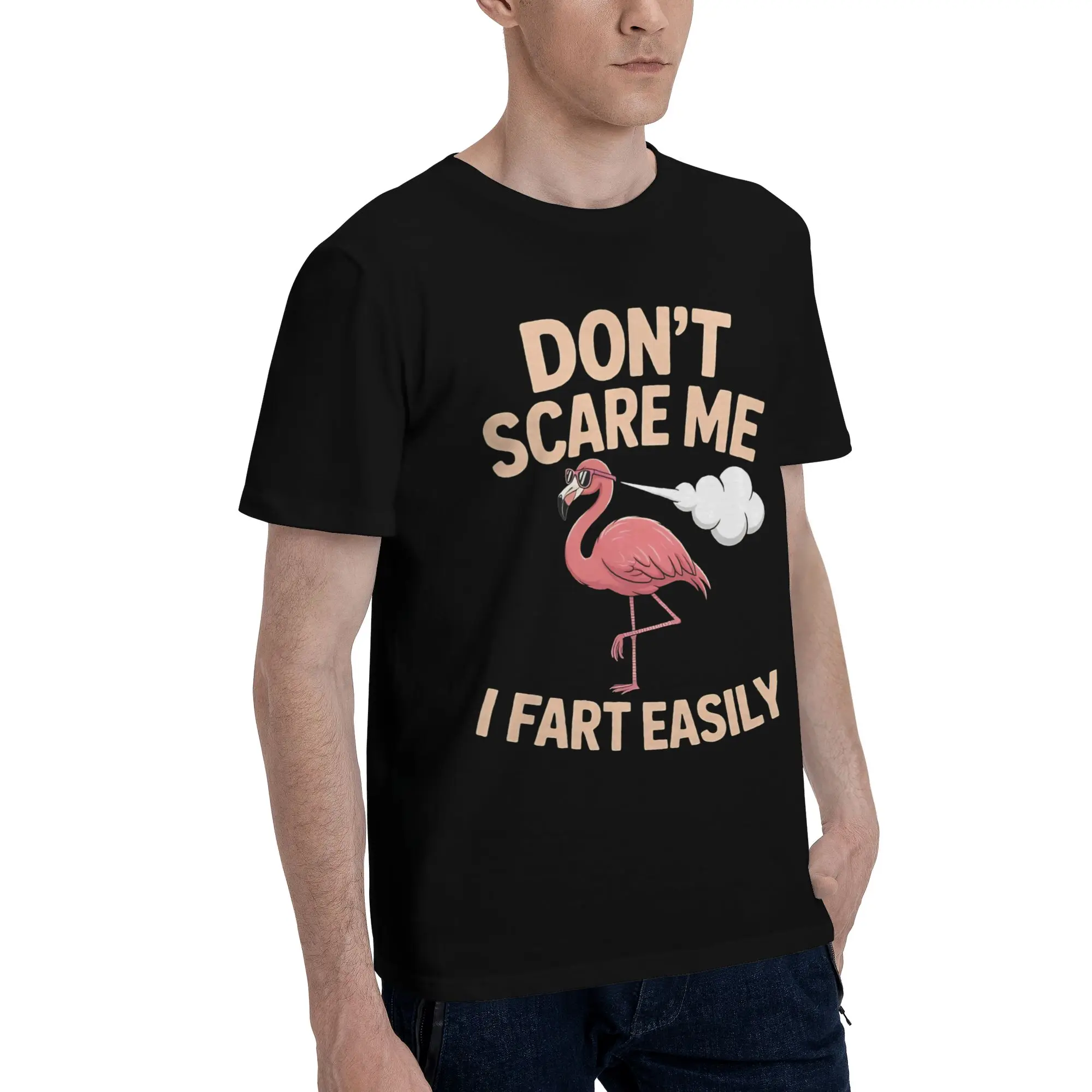 Men Women Don't Scare Me I Fart Easily Funny Sarcasm Funny Chicken T Shirt Pure Cotton Graphic Printing T-Shirt  Top Clothing