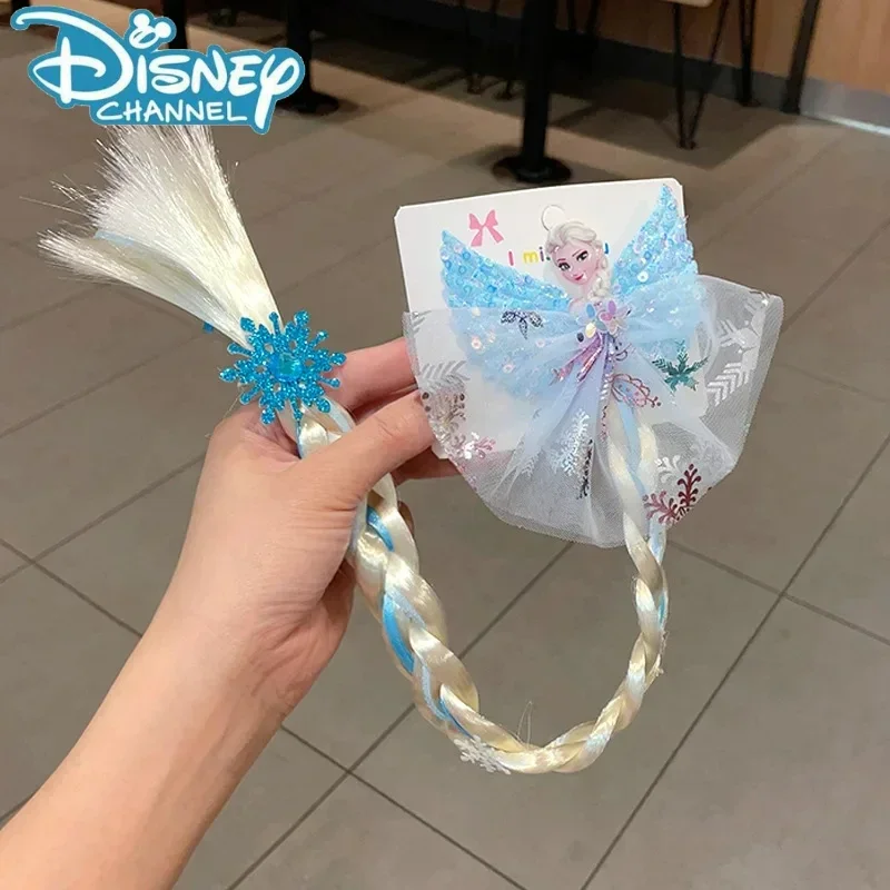 

Disney Princess Wig Braid Hairpin Anime Cartoon Frozen Aisha Anna Fashion Kawaii Girl Horsetail Wing Clip Wig Children's Gift