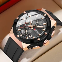 CURREN-Reloj de cuarzo de estilo deportivo clásico para hombre, cronógrafo con fecha y correa de silicona, relojes de pulsera con esfera de diseño moderno