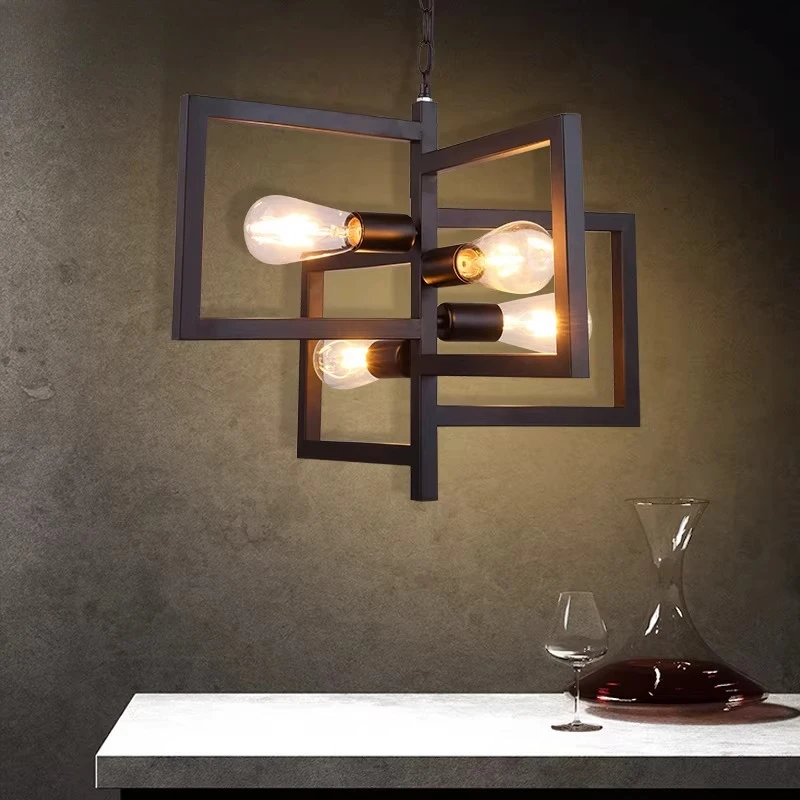 Loft retro industrial wind chandelier wrought iron living room theme bar personality creativity nostalgic Internet cafe Internet