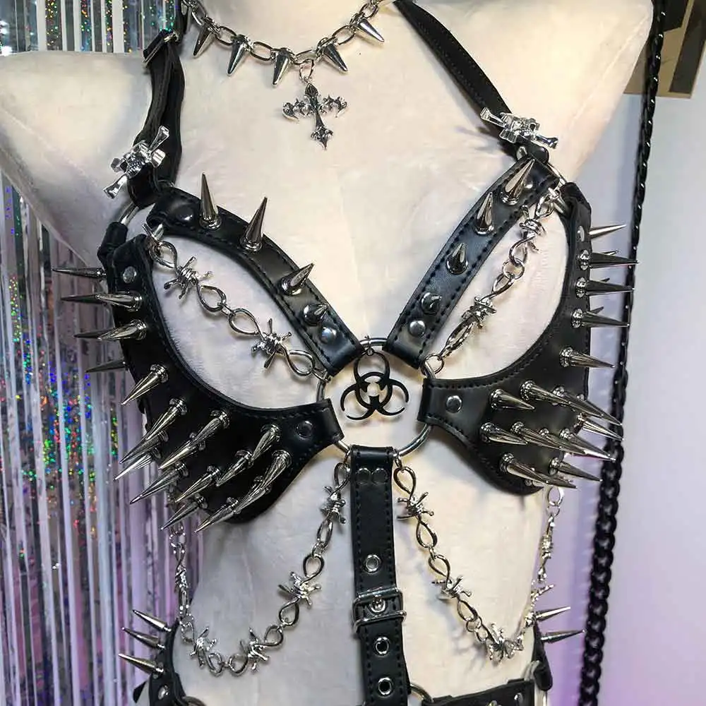 Harajuku 90s Eco Emo Grunge Goth Gothic Tanks Hand Made Club Wear Kawaii DIY Y2K Halter Camisole TOPS Teen E-Girls Punk Rock