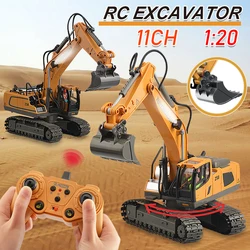 2.4Ghz 11 kanał 1:20 koparka Rc Toy Engineering Car Alloy i plastikowy pilot Digger Truck na prezent dla dzieci