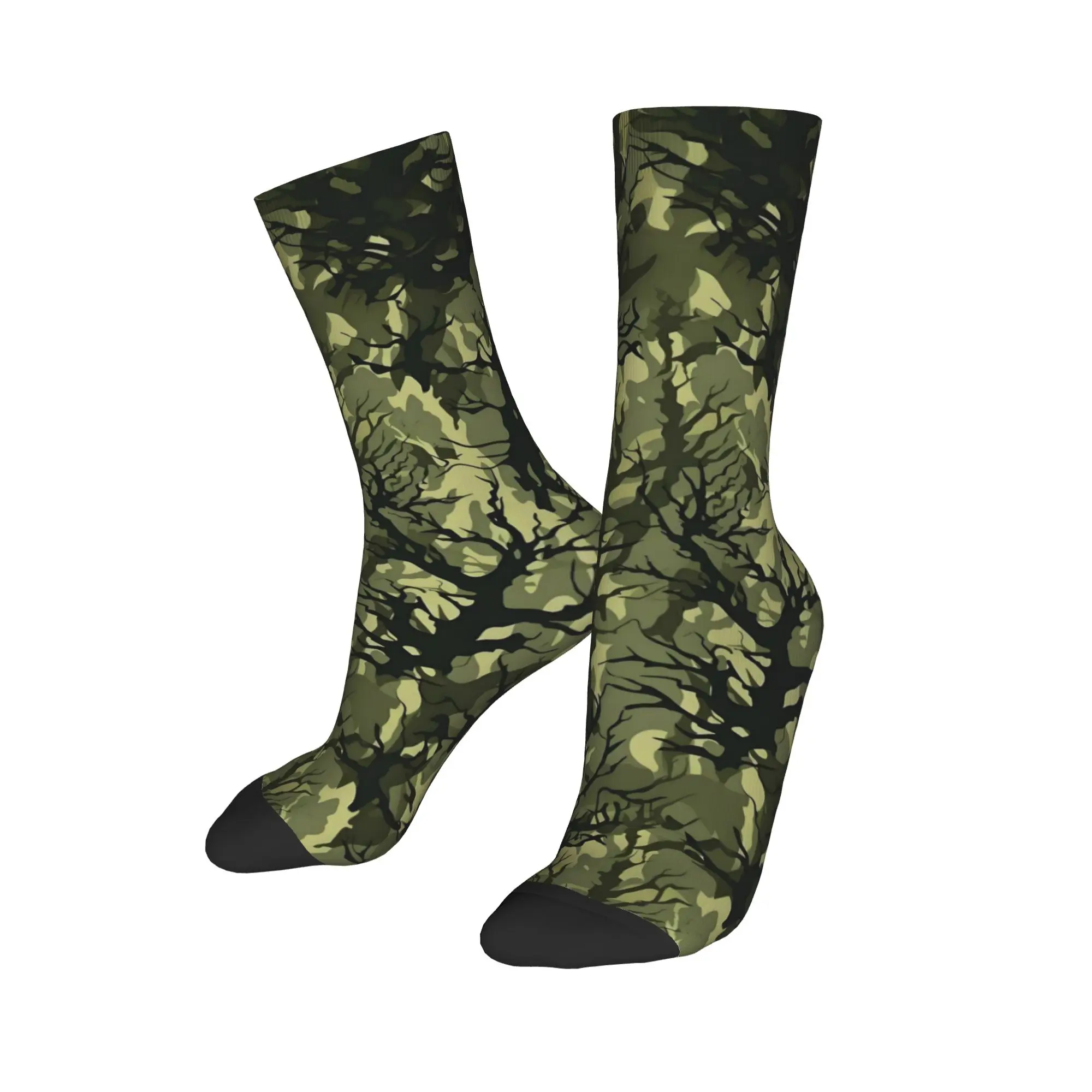 

Custom Camouflage Dress Socks for Men Women Warm Funny Novelty Flecktarn Camo Splittertarn Crew Socks