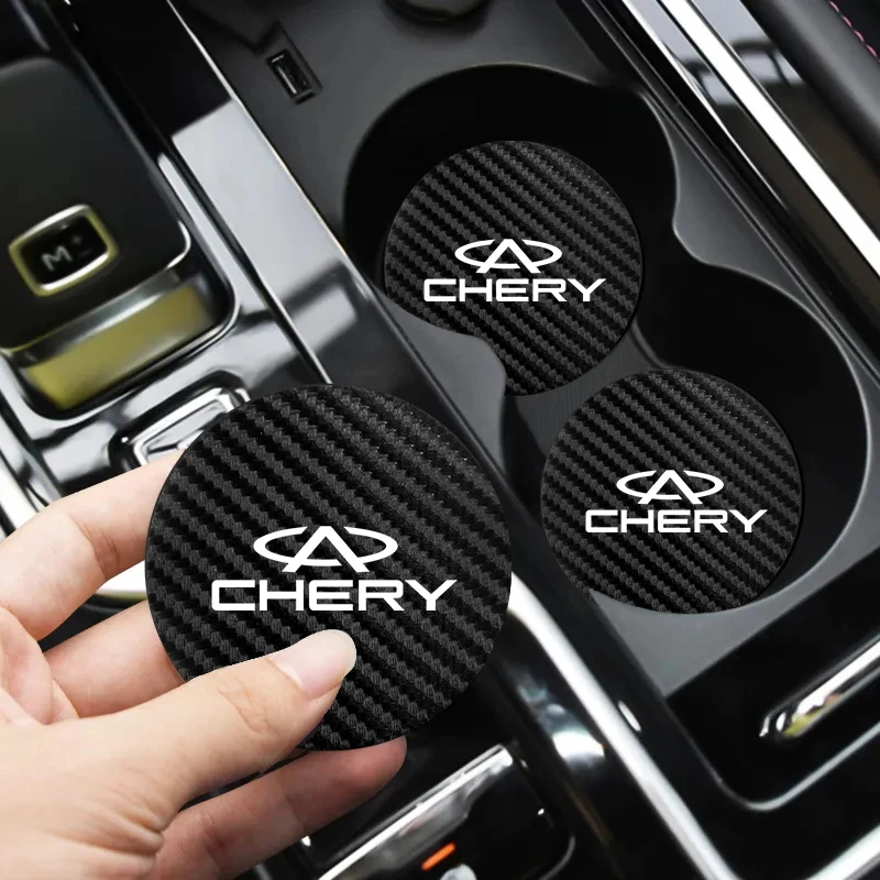 2Pcs Auto Innen Leder Coaster Anti-lärm Wasser Tasse Pad Für Chery Omoda Jetour Tiggo Pro Fulwin Arrizo Fora amulett EQ7 Gx T11