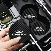 2Pcs Car Interior Leather Coaster Anti-noise Water Cup Pad For Chery Omoda Jetour Tiggo Pro Fulwin Arrizo Fora Amulet EQ7 Gx T11