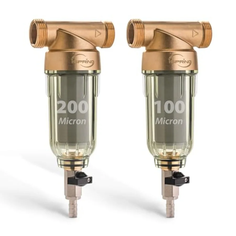 WSP2PK21 Reusable Whole House Spin Down Sediment Water Filters Twin Pack with 200 Microns and 100 Microns Filter Sizes